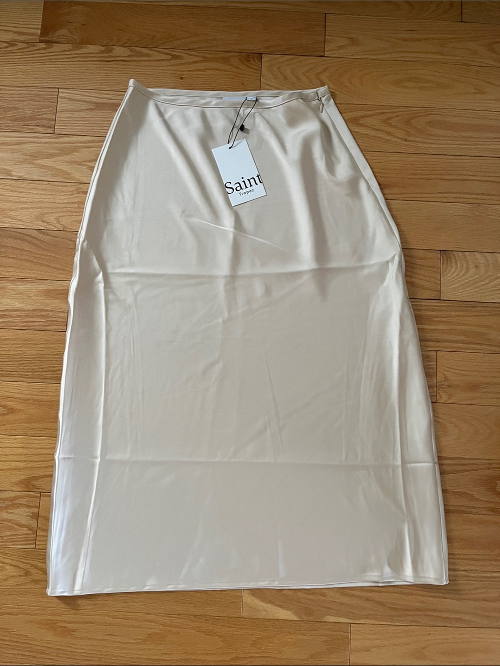 Cream Satin style Midi Skirt size M